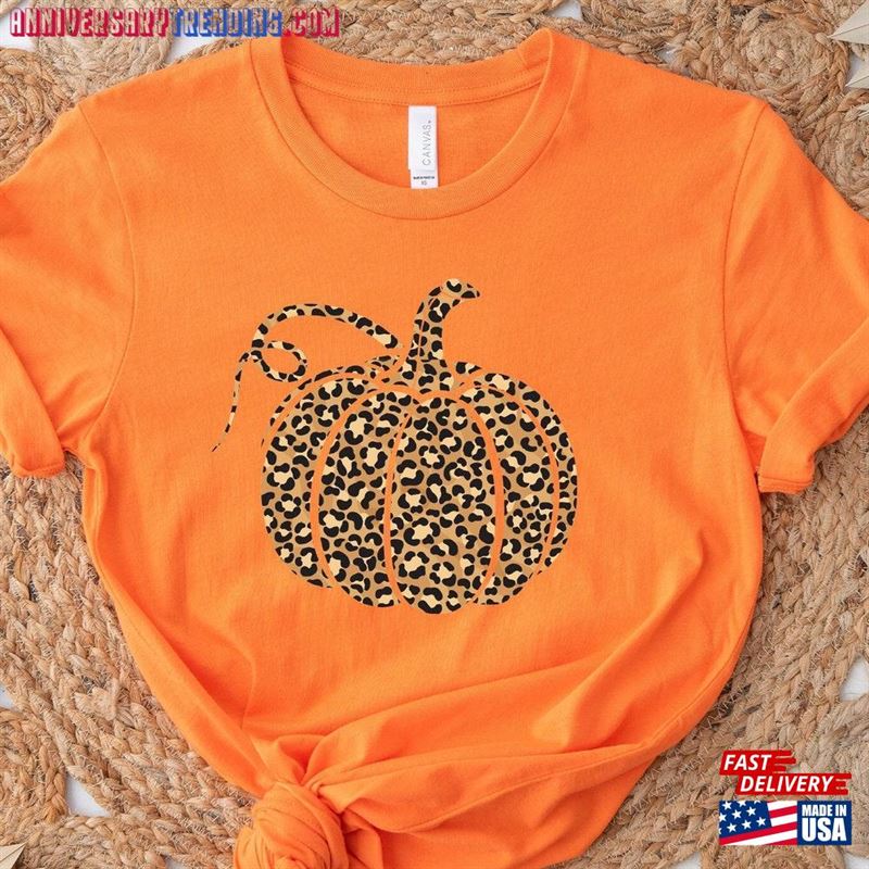 Leopard Pumpkin Shirt Cheetah Thanksgiving T-Shirt Sweatshirt