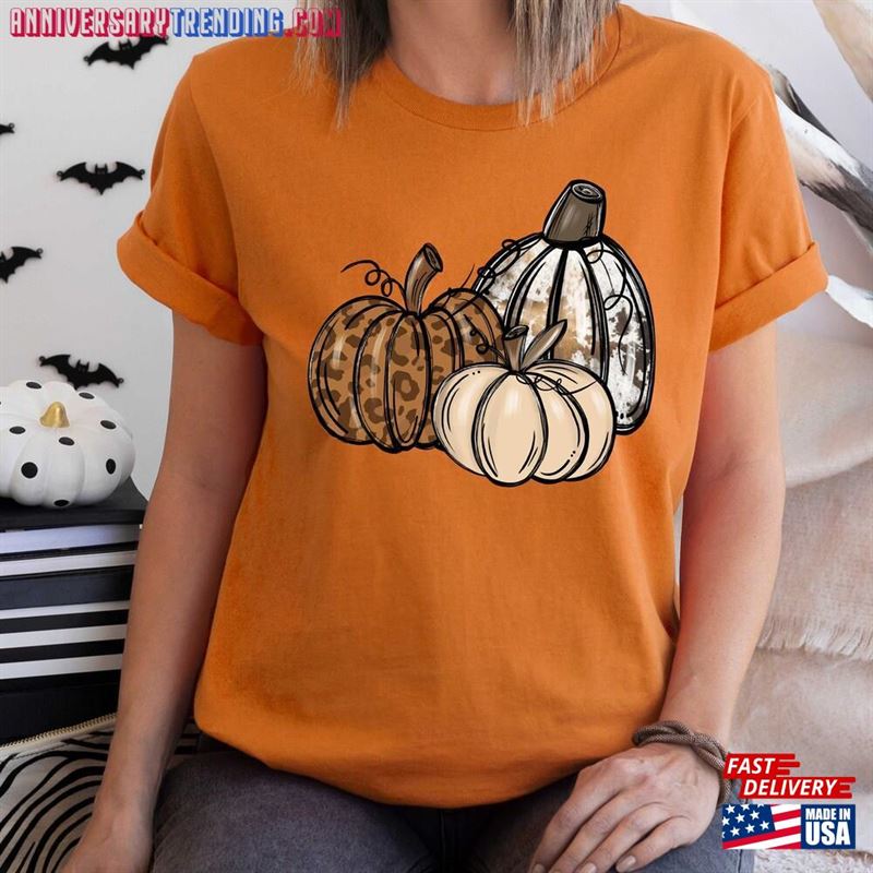 Leopard Pumpkin Sweatshirt Season Sweater Thanksgiving T-Shirt