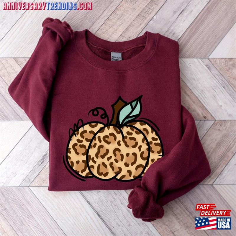 Leopard Pumpkin Sweatshirt Season Sweater Thanksgiving T-Shirt Hoodie Unisex