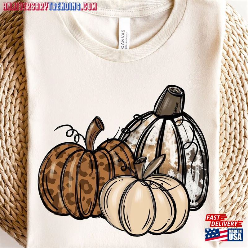 Leopard Pumpkin Sweatshirt Season Sweater Thanksgiving T-Shirt