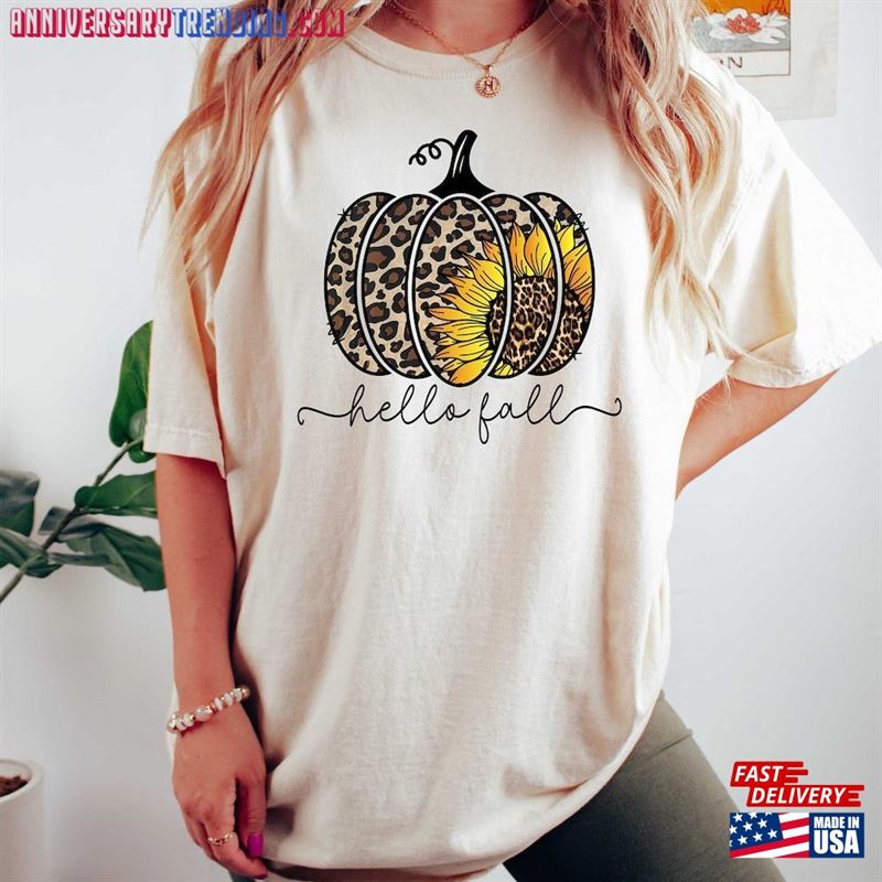 Leopard Pumpkin Sweatshirt Sunflower Pullover Fall Crewneck Sweat T-Shirt Classic