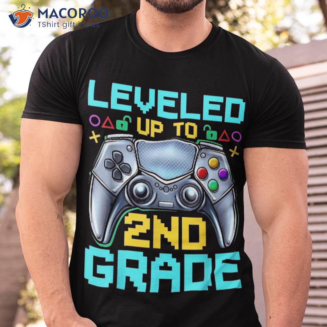 Leveled Up To 2nd Grade Video Gamer Back School Boys Kids Shirt