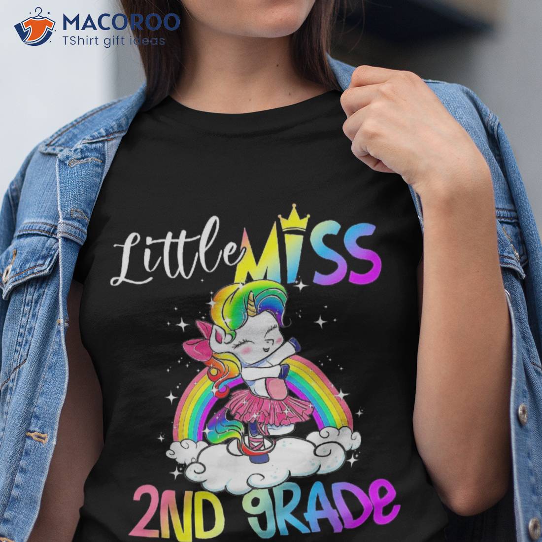 Little Miss 2nd Second Grade Unicorn Back To School Girls Shirt