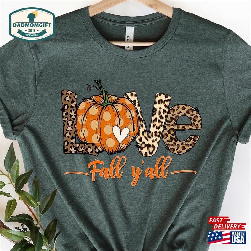 Love Fall Y’all Shirt Leopard Print Hoodie Classic