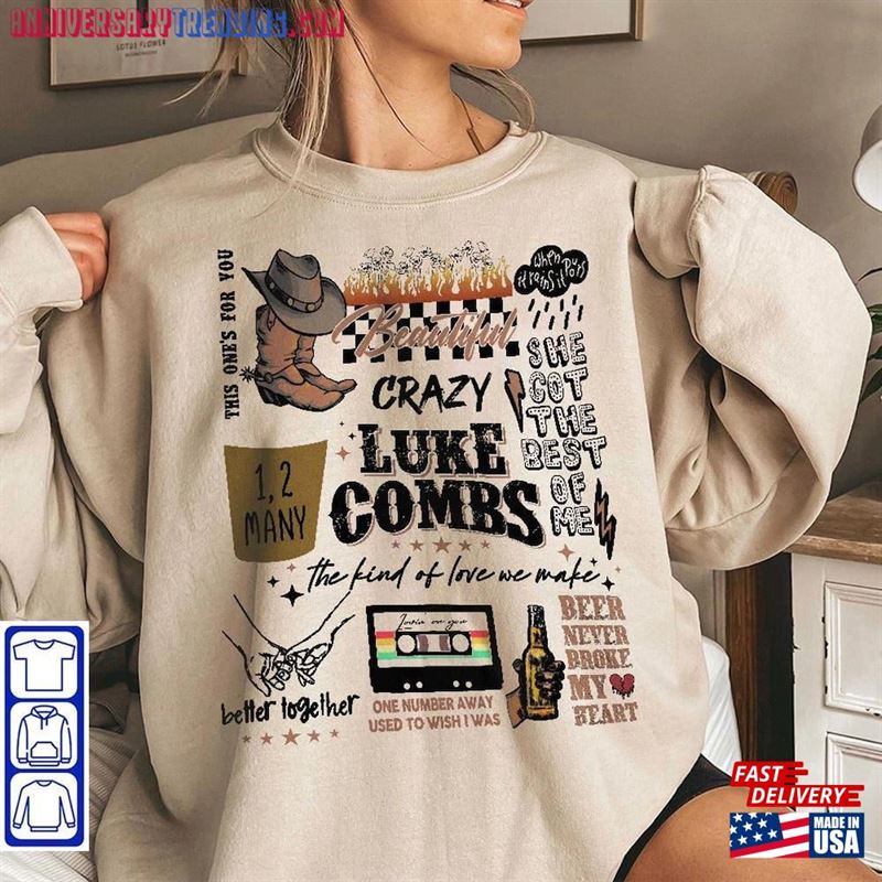 Luke Combs Crazy Bullhead Sweatshirt Country Music T-Shirt Unisex