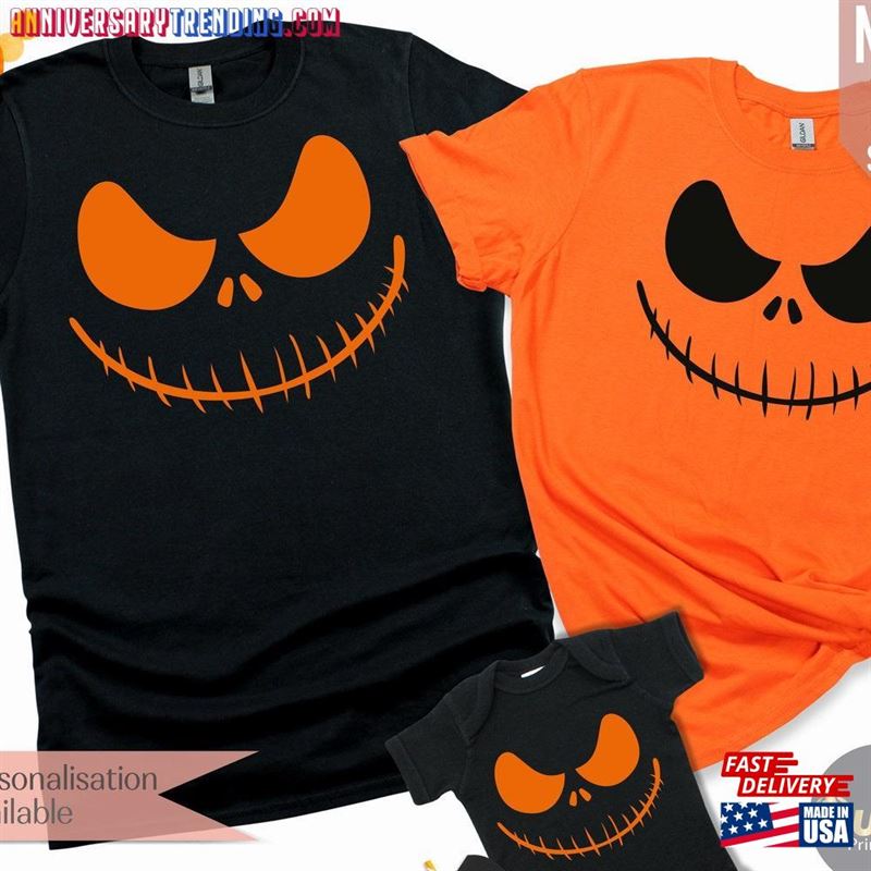 Matching Family Halloween Pumpkin Shirts Funny Face T-Shirt Tops Party Costume Sweatshirt