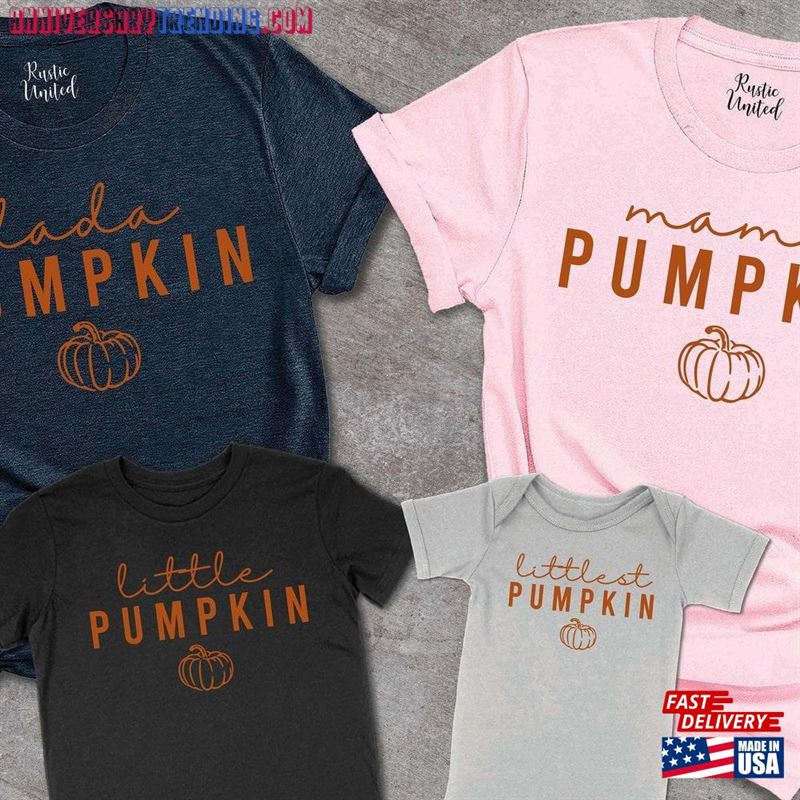 Matching Family Pumpkin Shirts Mama Dada Little T-Shirt Personalized Tees Classic Hoodie