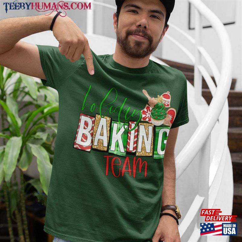 Men’s Christmas T-Shirt Holiday Baking Team Matching Xmas Tshirts Cookies Thanksgiving Bakes Tee Baker Cute Graphic Unisex