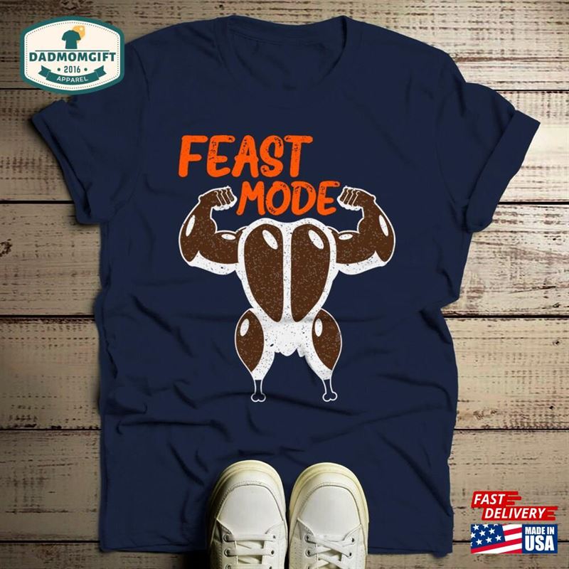 Men’s Funny Thanksgiving T-Shirt Feast Mode Graphic Tee Muscle Turkey Victory Shirts Sweatshirt Unisex