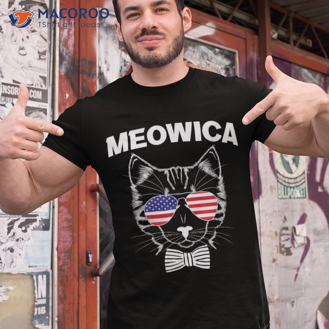 Meowica Merica Veteran Patriotic July Patriot American Flag Shirt