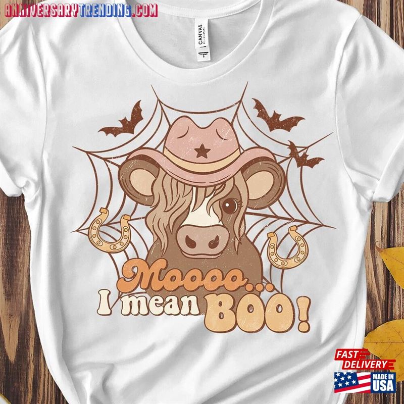 Moo I Mean Boo Sweatshirt Halloween Cow Shirt 2023 Pumpkin Season Classic