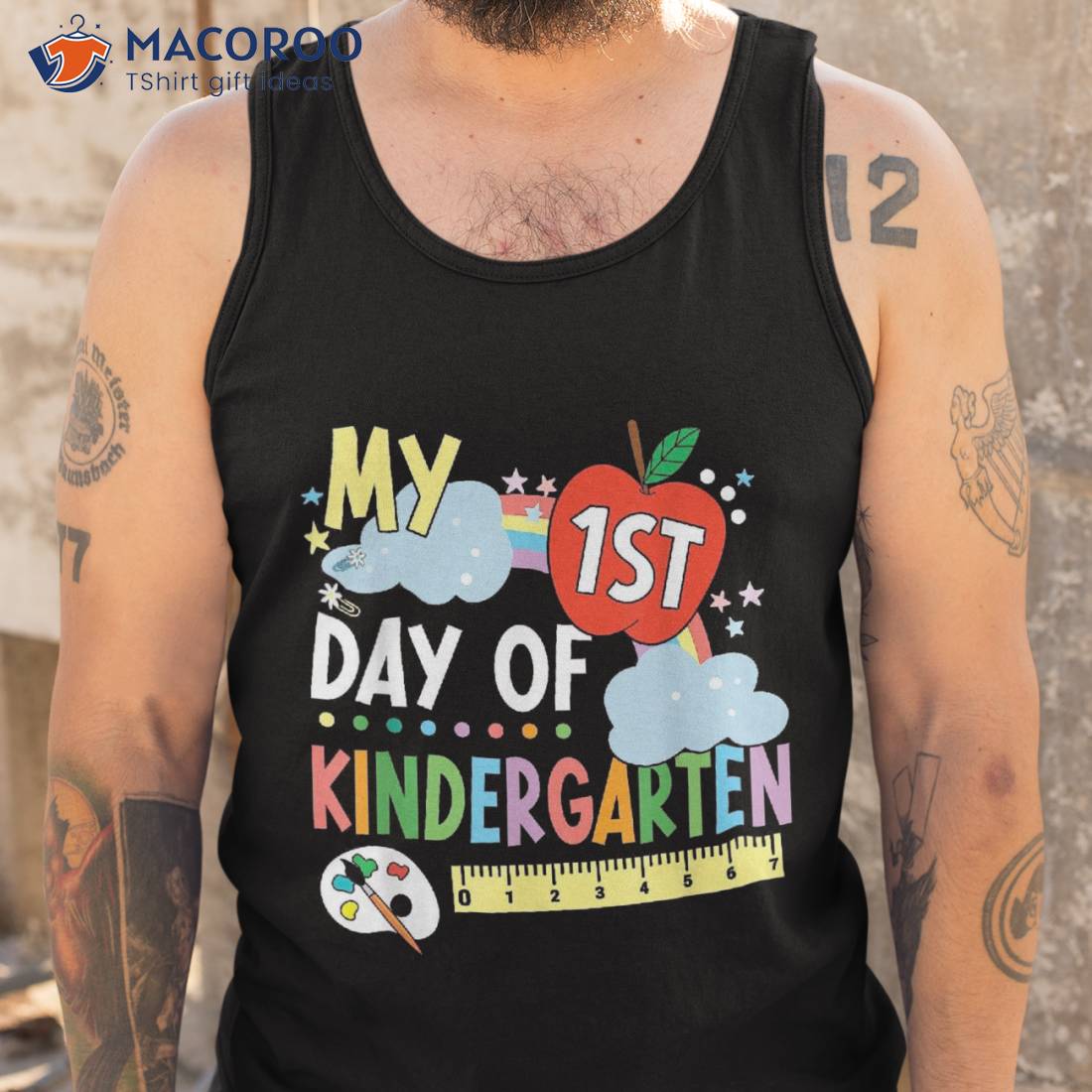 My First Day Of Kindergarten School Funny Colorful Rainbow Shirt My First Day Of Kindergarten School Funny Colorful Rainbow Shirt