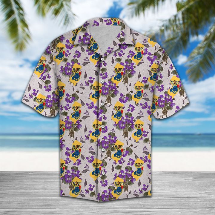 New Jersey Violet Hawaiian Shirt Summer Button Up