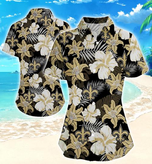 New Orleans Saints Women Hawaiian Shirt Summer Button Up