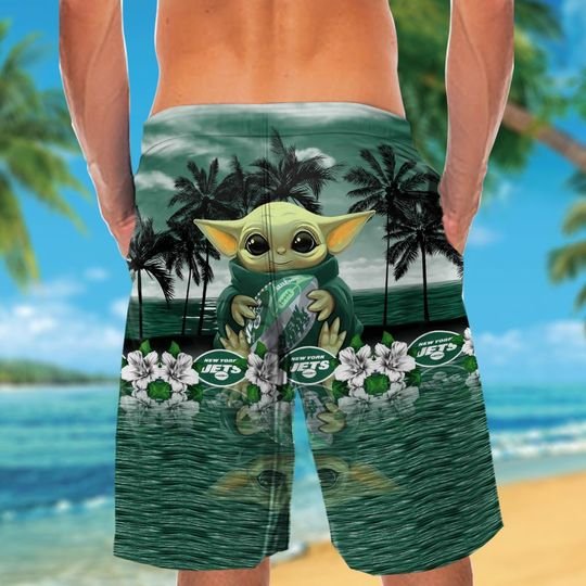 New York Jets And Baby Yoda Hawaiian Shirt Short