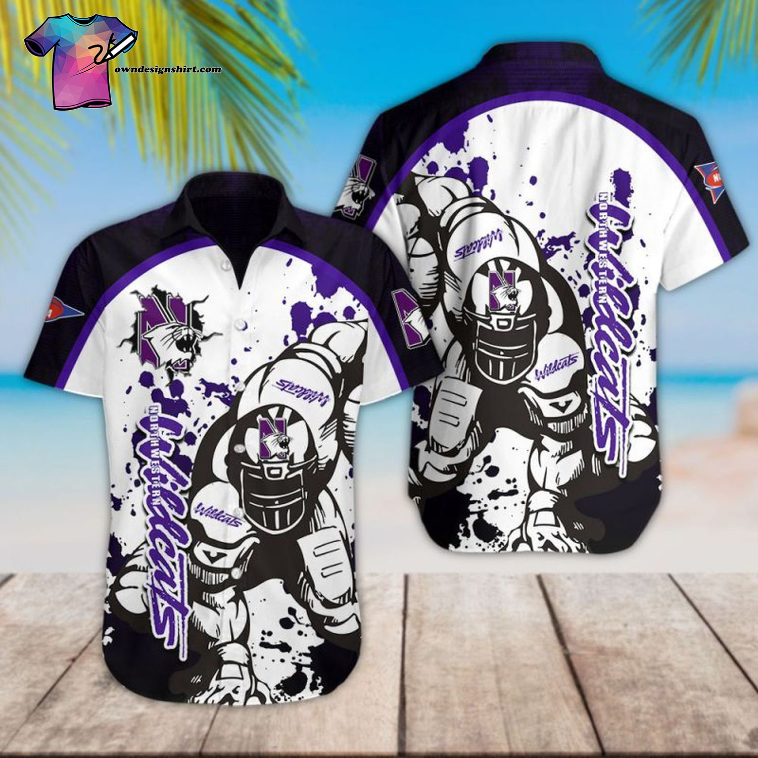 Northwestern Wildcats Football Player Hawaiian Shirt