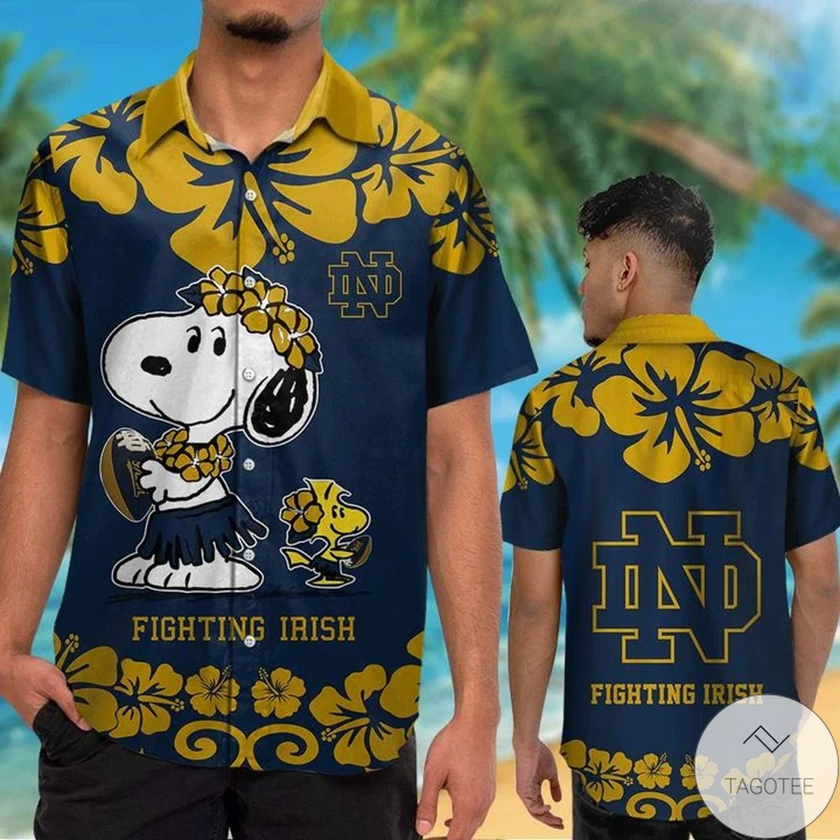 Notre Dame Fighting Irish & Snoopy Hawaiian Shirt