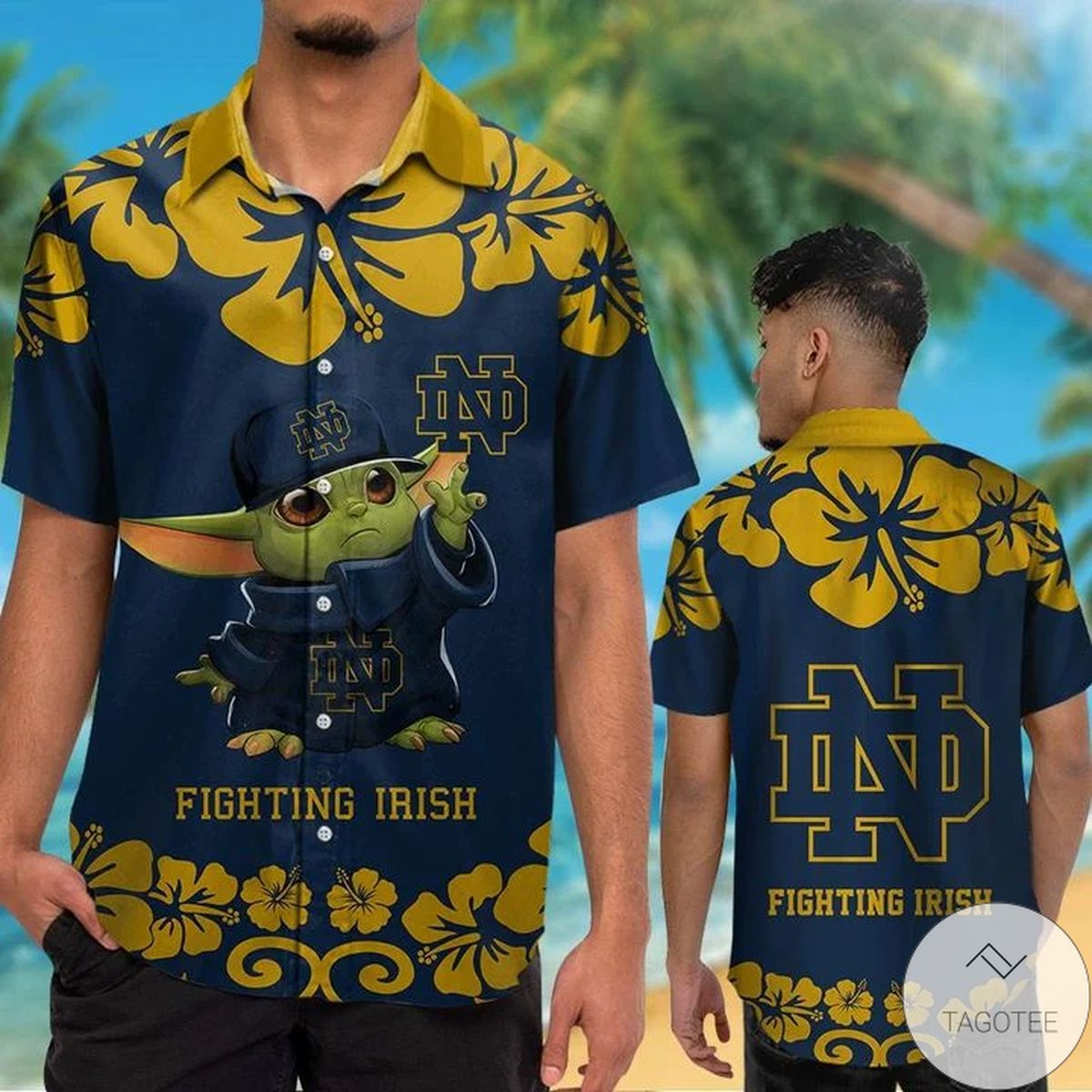 Notre Dame Fighting Irish Baby Yoda Hawaiian Shirt