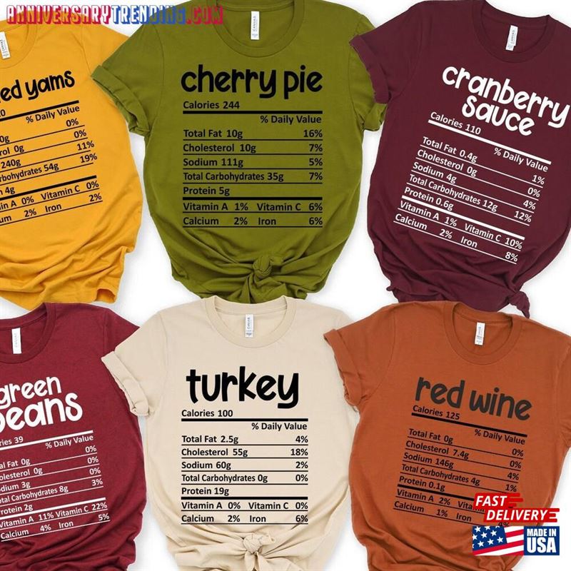 Nutrition Thanksgiving Food Shirts Funny Shirt Sweatshirt T-Shirt