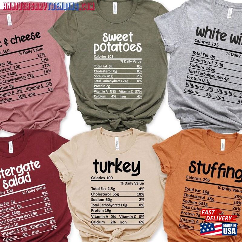 Nutrition Thanksgiving Food Shirts Funny Shirt Sweatshirt T-Shirt