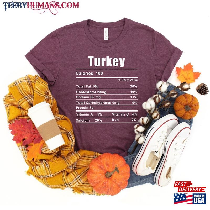 Nutrition Thanksgiving Food Shirts Funny Turkey Unisex Classic