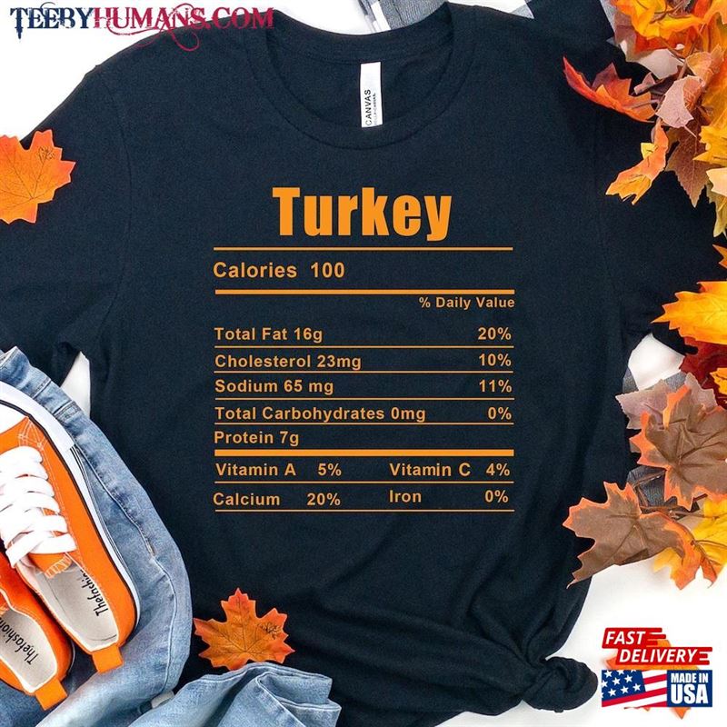 Nutrition Thanksgiving Food Shirts Funny Turkey Unisex Classic