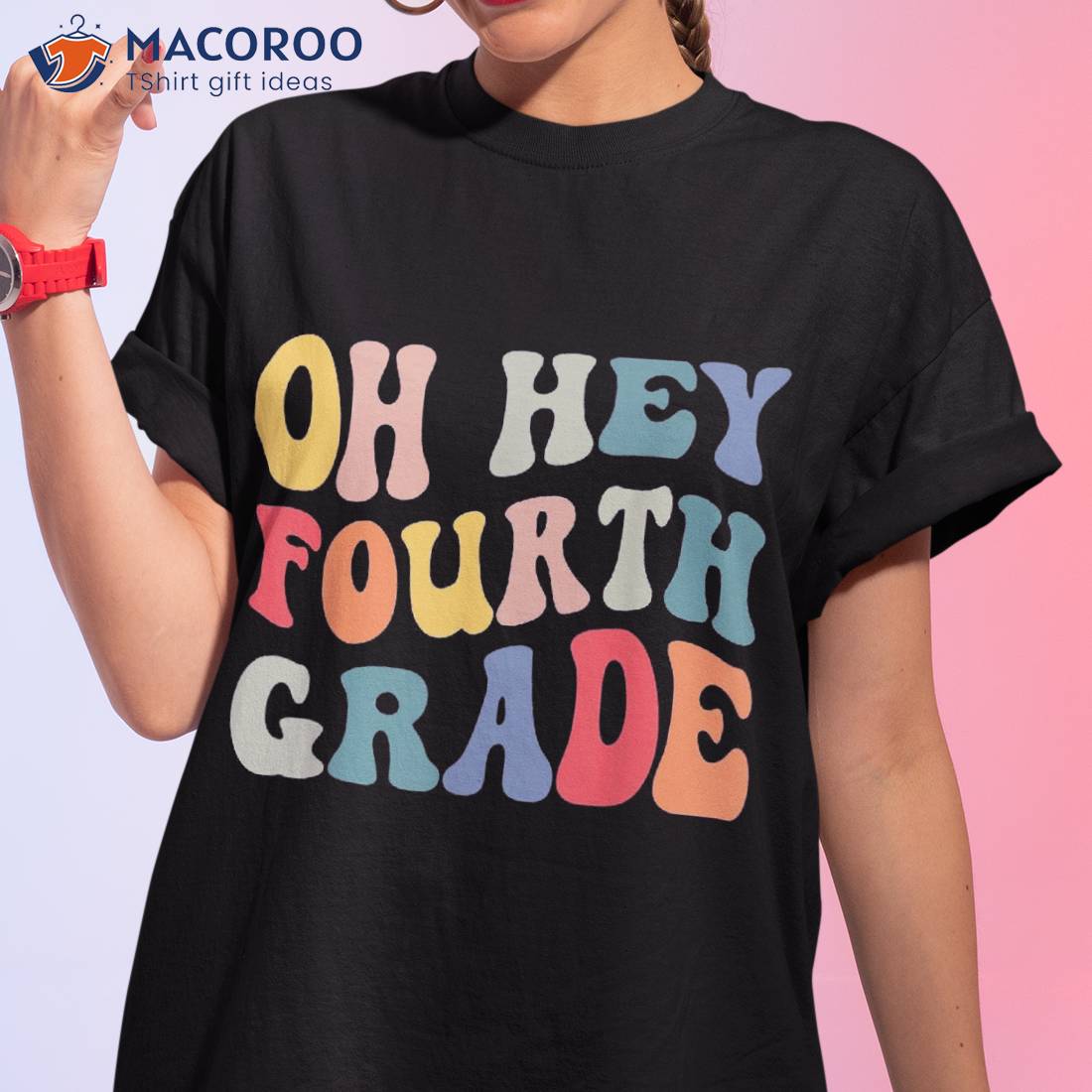 Oh Hey Fourth Grade Groovy Funny Back To School Teacher Kids Shirt