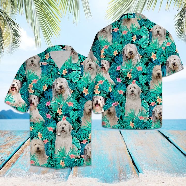 Old English Sheepdog Tropical Hawaiian Shirt Summer Button Up