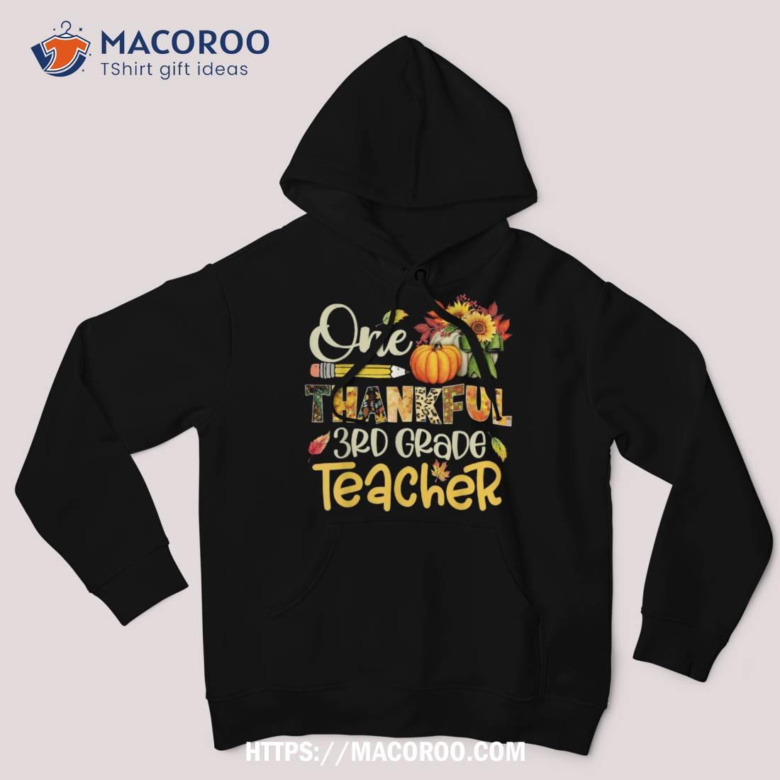 One Thankful 3rd Grade Teacher Pumpkin Fall Thanksgiving Shirt