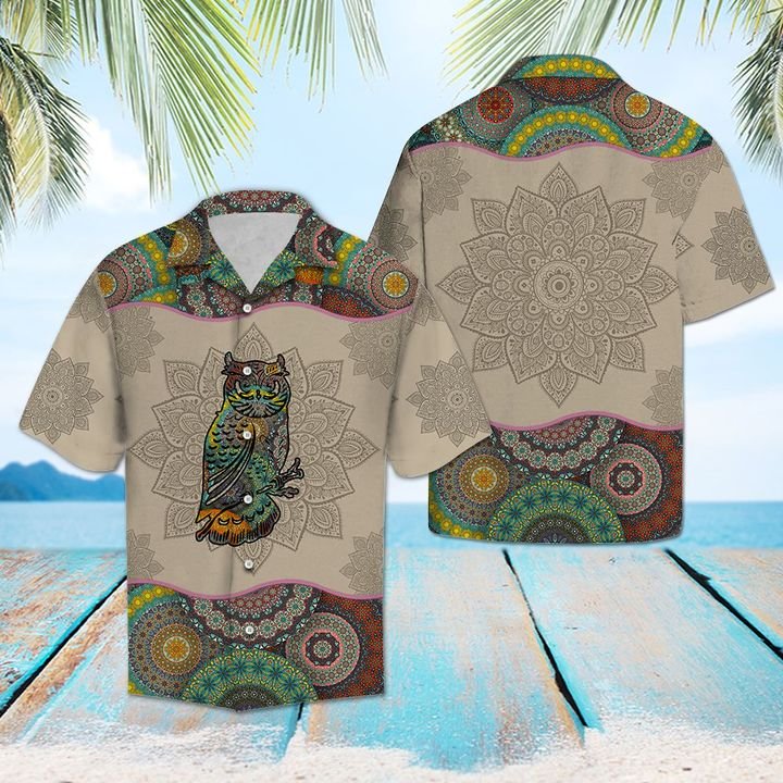 Owl Mandala Hawaiian Shirt Summer Button Up