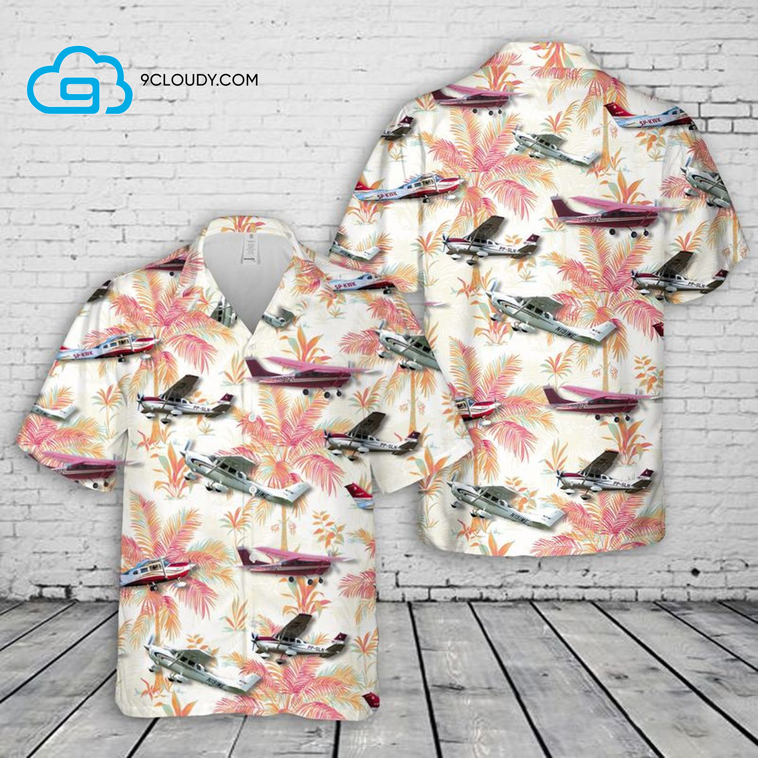 Palm Tree Cessna 206 Full Print Hawaiian Shirt