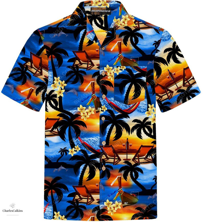 Paradise Day Enjoy Wine On Island Sunset Hawaiian Shirt