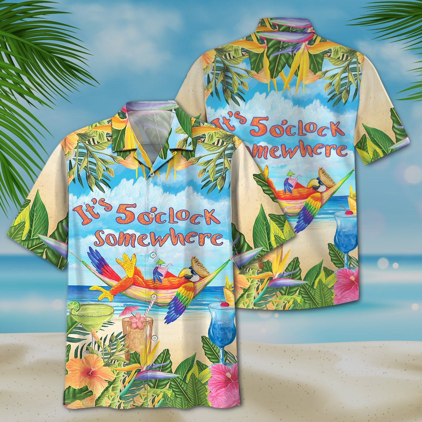 Parrot It?S 5 O?Clock Somewhere Hawaiian Shirt