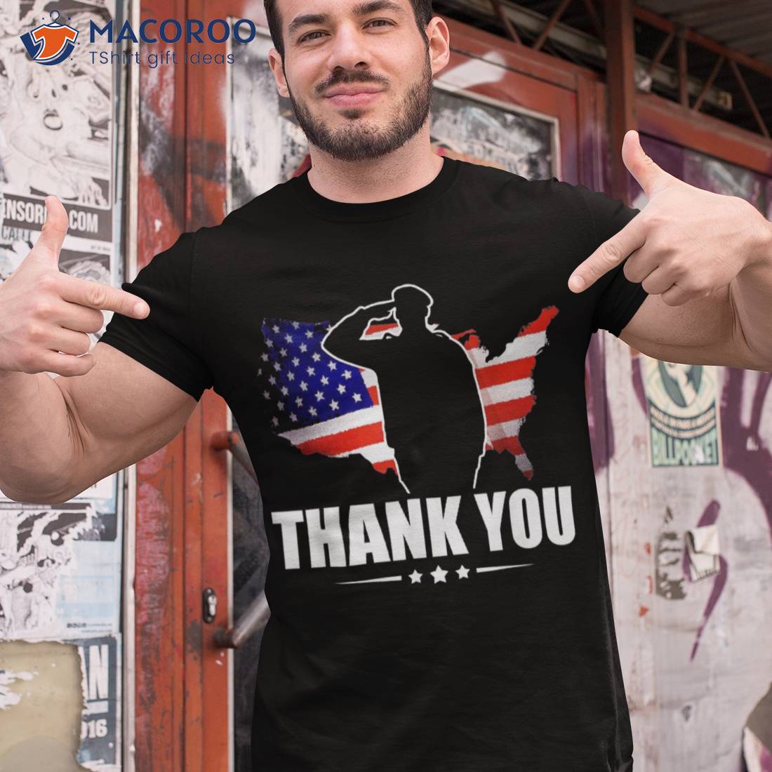 Patriotic American Flag Thank You For Your Service Veteran Shirt