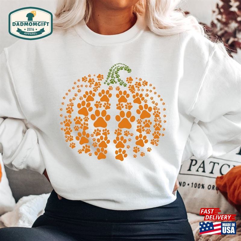 Paw Pumpkin Shirt Print Dog Sweatshirt Unisex