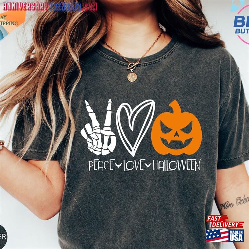 Peace Love Halloween Shirt Pumpkin Sweatshirt Hoodie