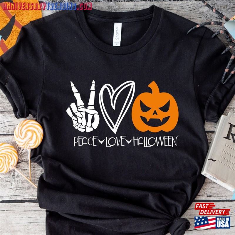 Peace Love Halloween Shirt Pumpkin Sweatshirt Hoodie