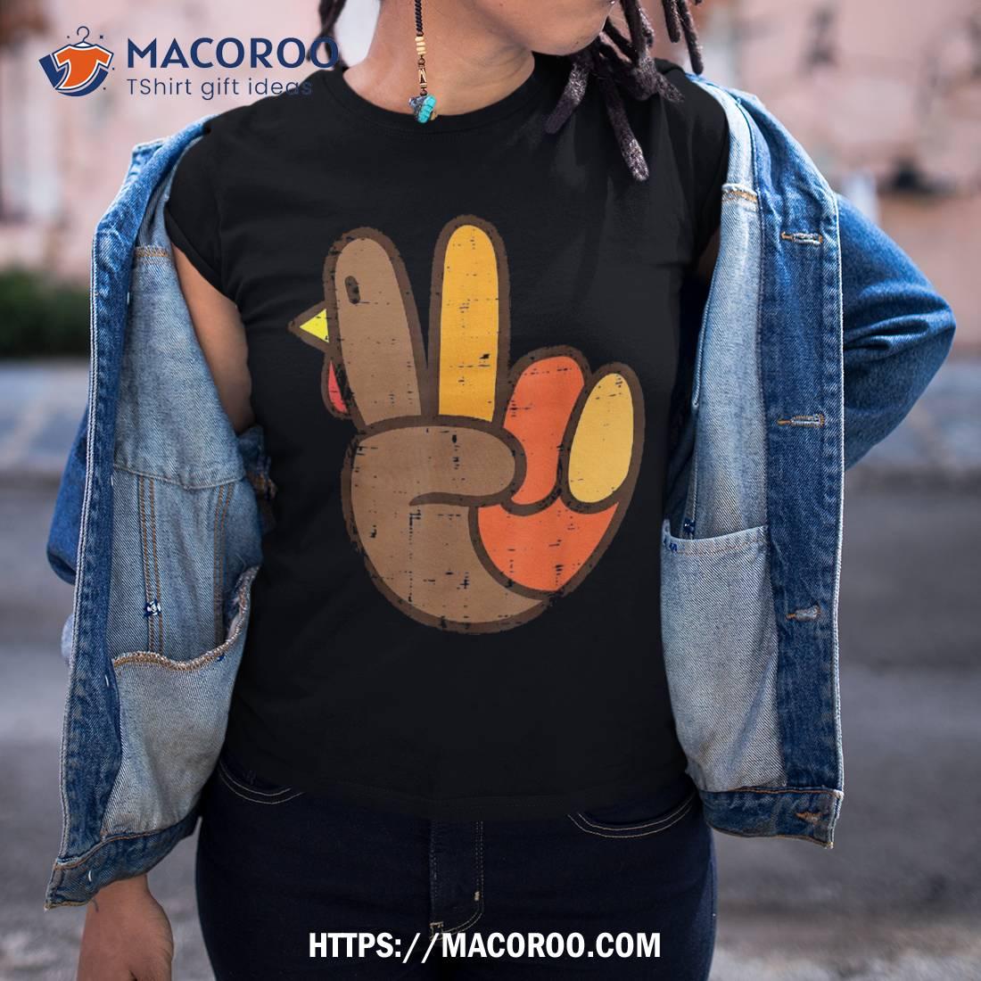 Peace Sign Turkey Hand Cool Thanksgiving Hippie Shirt