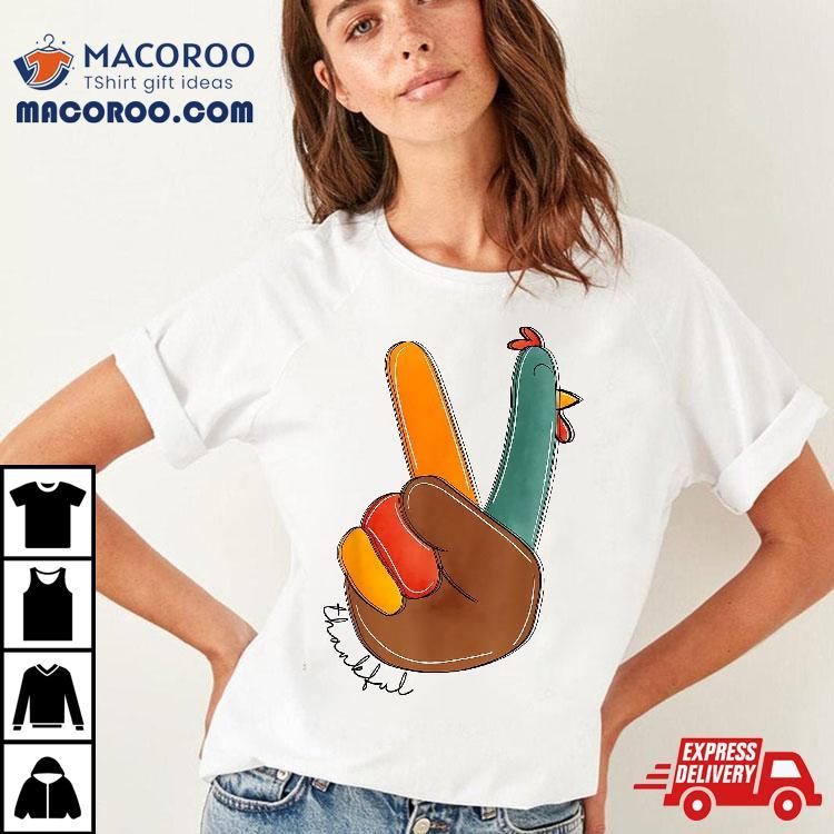 Peace Sign Turkey Hand Toddler Thanksgiving Kids Shirt