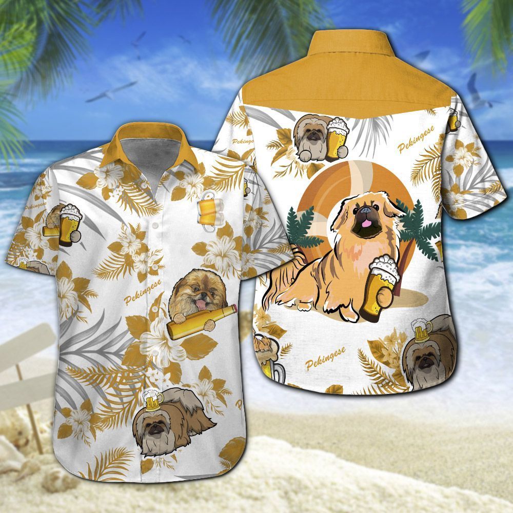 Pekingese Beer Hawaiian Shirt Summer Button Up