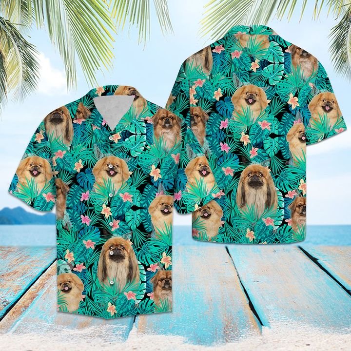 Pekingese Tropical Hawaiian Shirt Summer Button Up