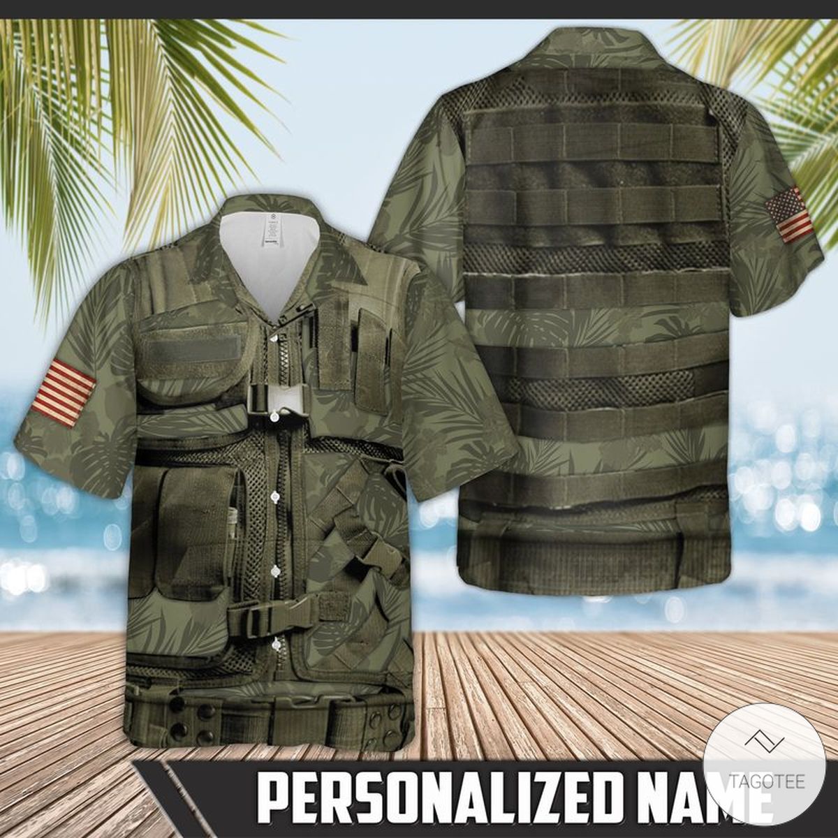 Personalized Custom Name Us Army Short Sleeve Hawaiian Shirt