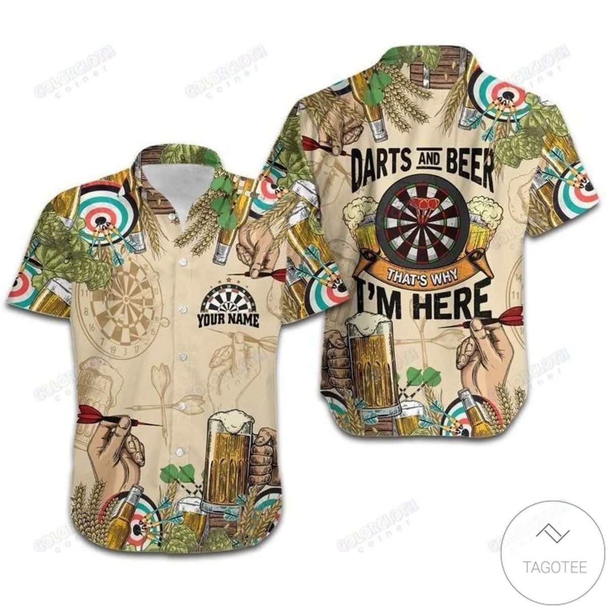 Personalized Darts And Beer That?S Why I?M Here Hawaiian Shirt