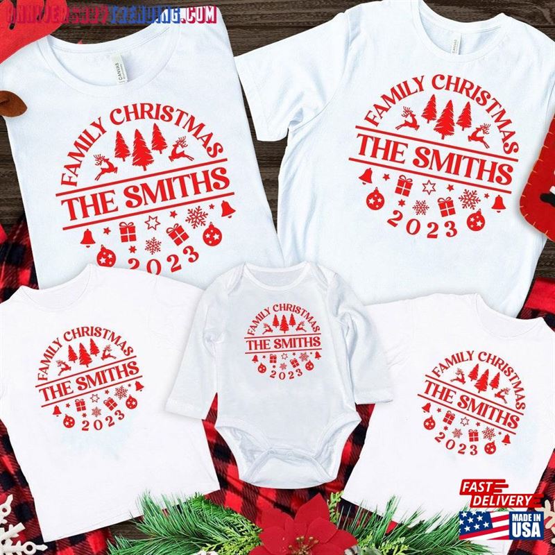 Personalized Family Christmas 2023 Shirt Custom Name Gift Classic Unisex