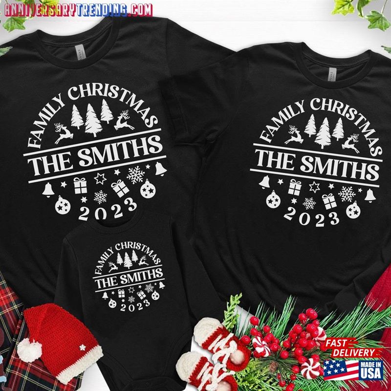 Personalized Family Christmas 2023 Shirt Custom Name Gift Classic Unisex