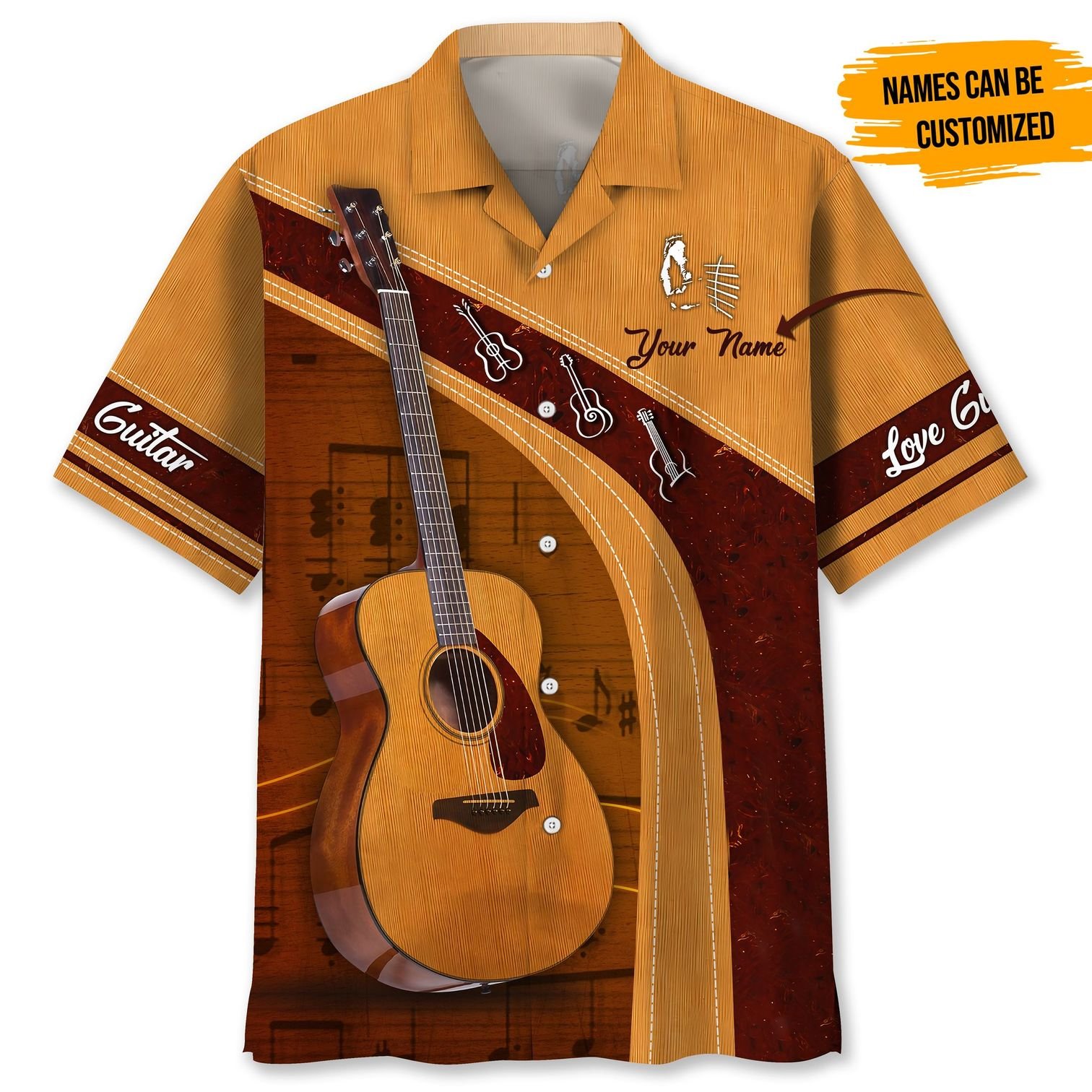 Personalized Love Guitar Custom Hawaiian Shirt