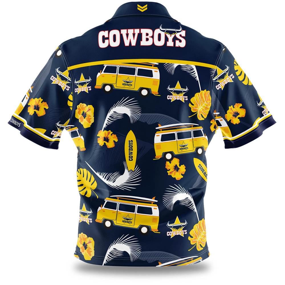 Personalized North Queensland Cowboys Tropical Bus Hawaiian Shirt