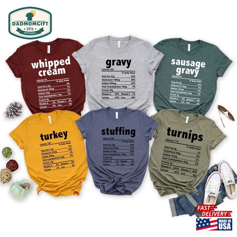 Personalized Thanksgiving Family Nutrition Food Shirts Funny Classic Unisex