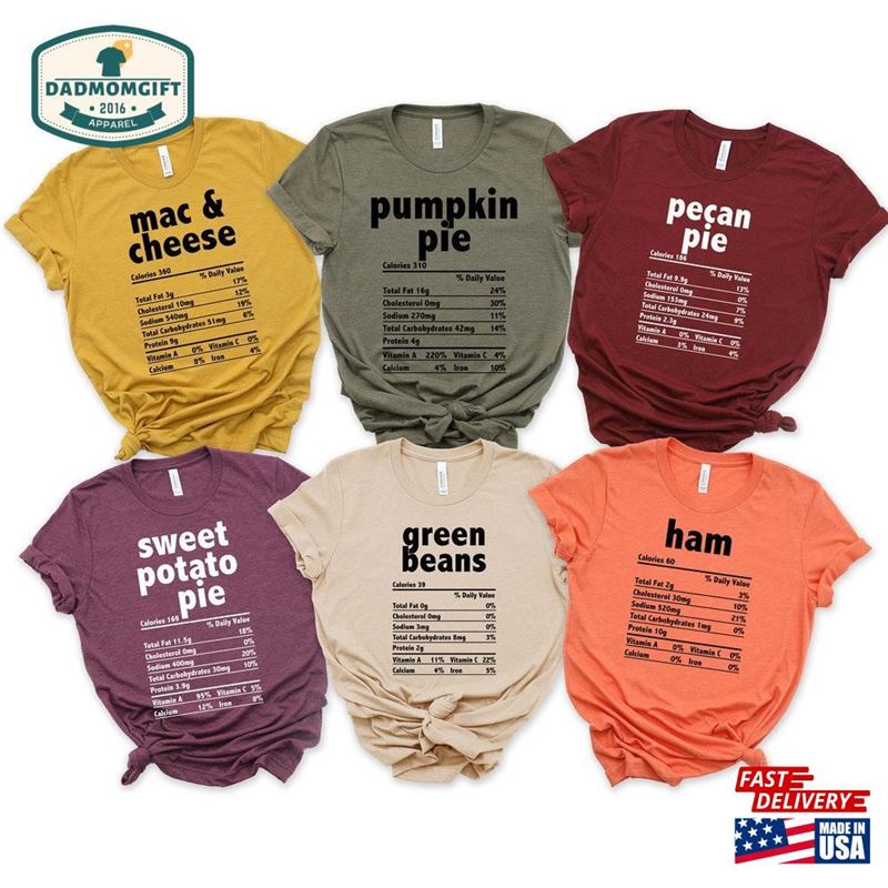 Personalized Thanksgiving Family Nutrition Food Shirts Funny Classic Unisex