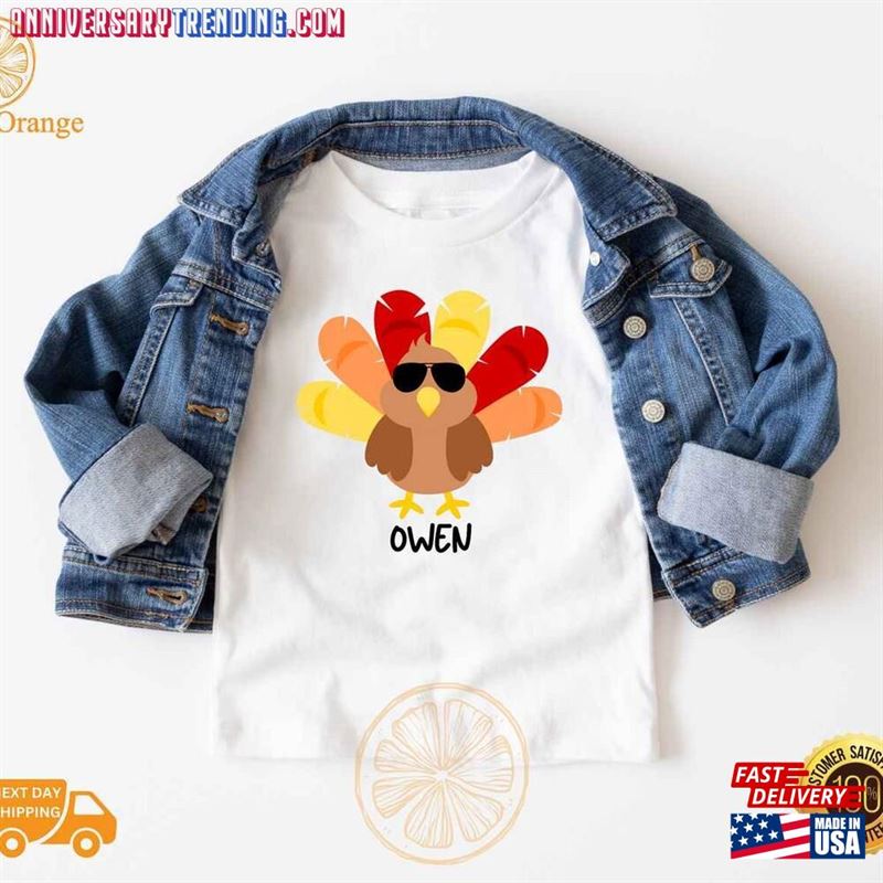 Personalized Turkey Shirt Boy Boys Thanksgiving Sweatshirt T-Shirt